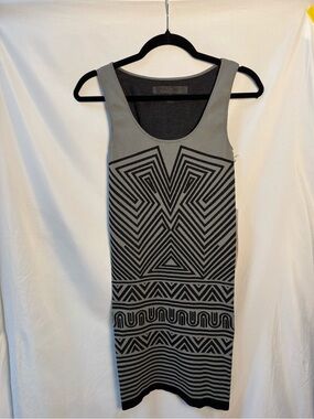 NWT Thatcher by Alisse Thatcher‎ Gray Black Geometric Intarsia Bodycon Dress - L